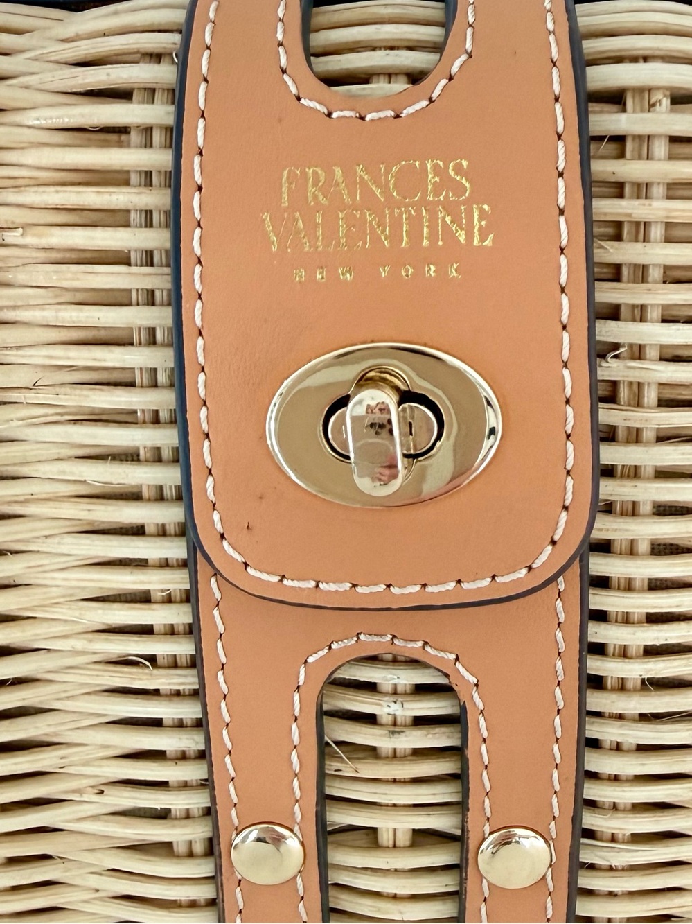 Frances Valentine Holland Satchel Natural Wicker Vachetta Leather NWT - Picture 3 of 10